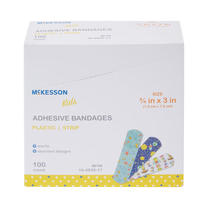 McKesson Kids™ Kid Design (Assorted Prints) Adhesive Strip, 3/4 x 3 Inch
