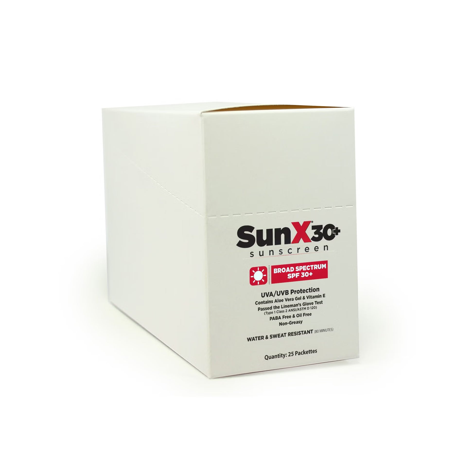 SunX® SPF 30+ Sunscreen in Dispenser Box, Individual Packets