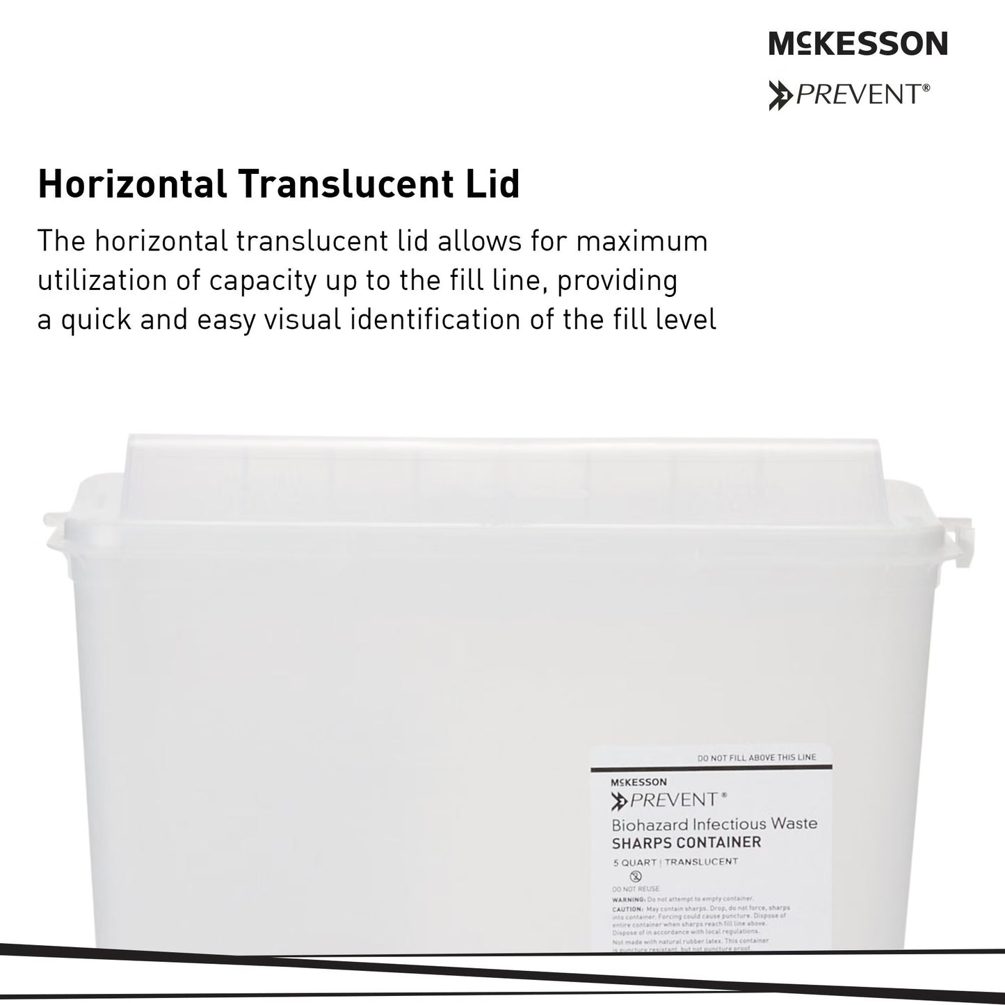McKesson Prevent® Sharps Container, 1-1/4 Gallon, 10-3/4 x 10-1/2 x 4-3/4 Inch