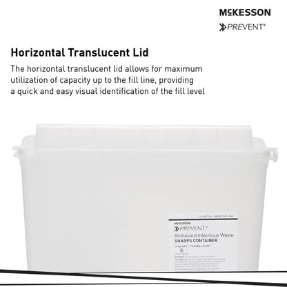 McKesson Prevent® Sharps Container, 1-1/4 Gallon, 10-3/4 x 10-1/2 x 4-3/4 Inch