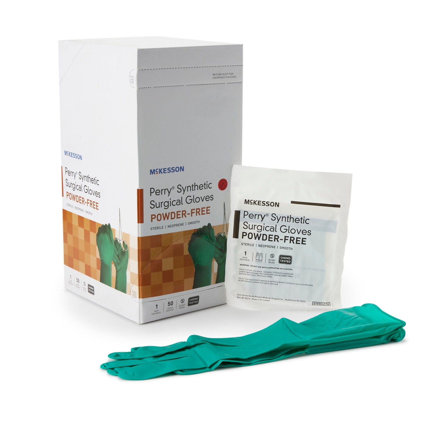 McKesson Perry® Performance Plus Polychloroprene Surgical Glove, Size 7, Green
