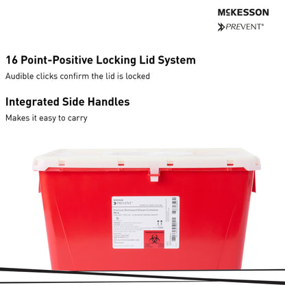 McKesson Prevent® Sharps Container, 8 Gallon, 13-1/2 x 17-3/10 x 13 Inch