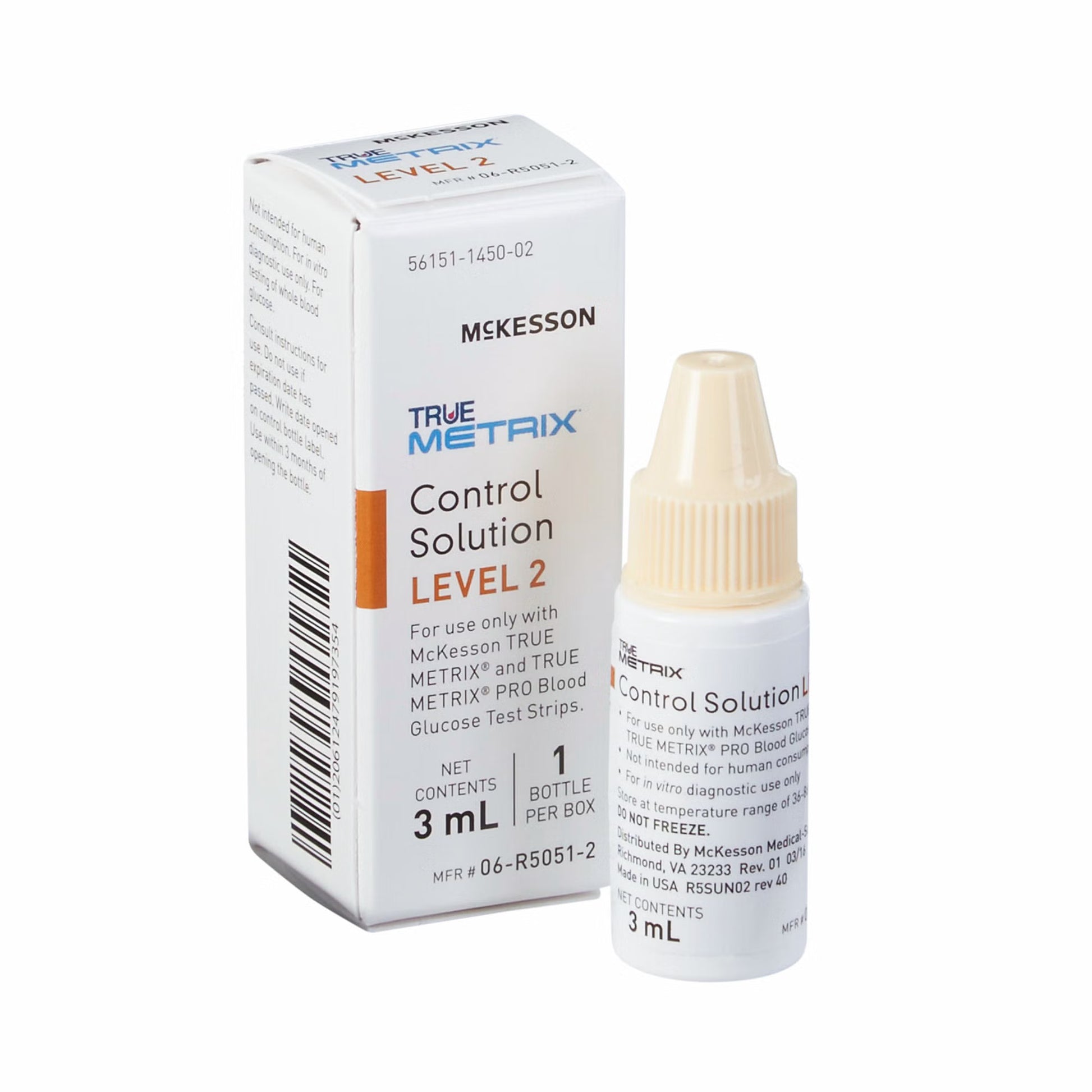 McKesson True Metrix Blood Glucose Testing, Control Solution, 3 mL, Level 2