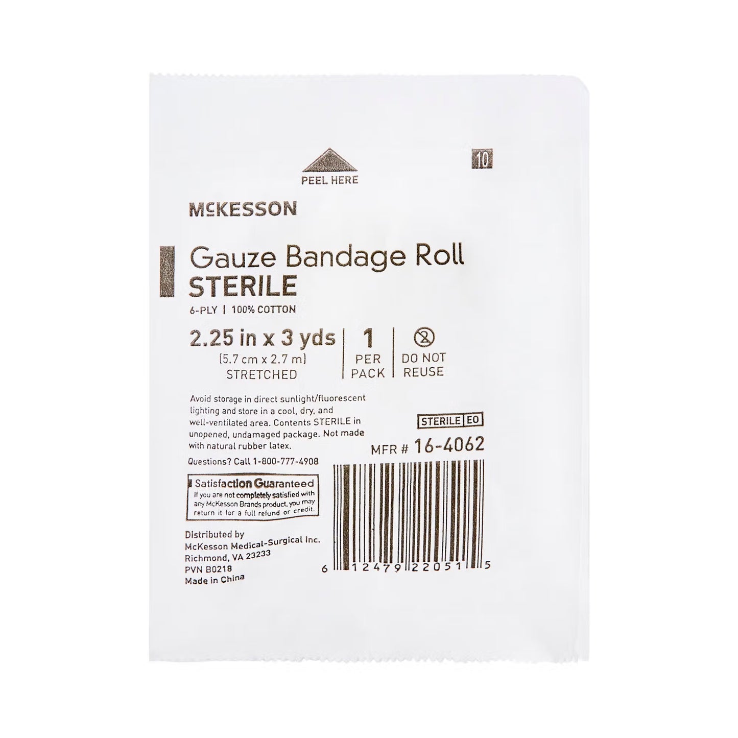 McKesson Sterile Fluff Bandage Roll, 2-1/4 Inch x 3 Yard, Six-Ply