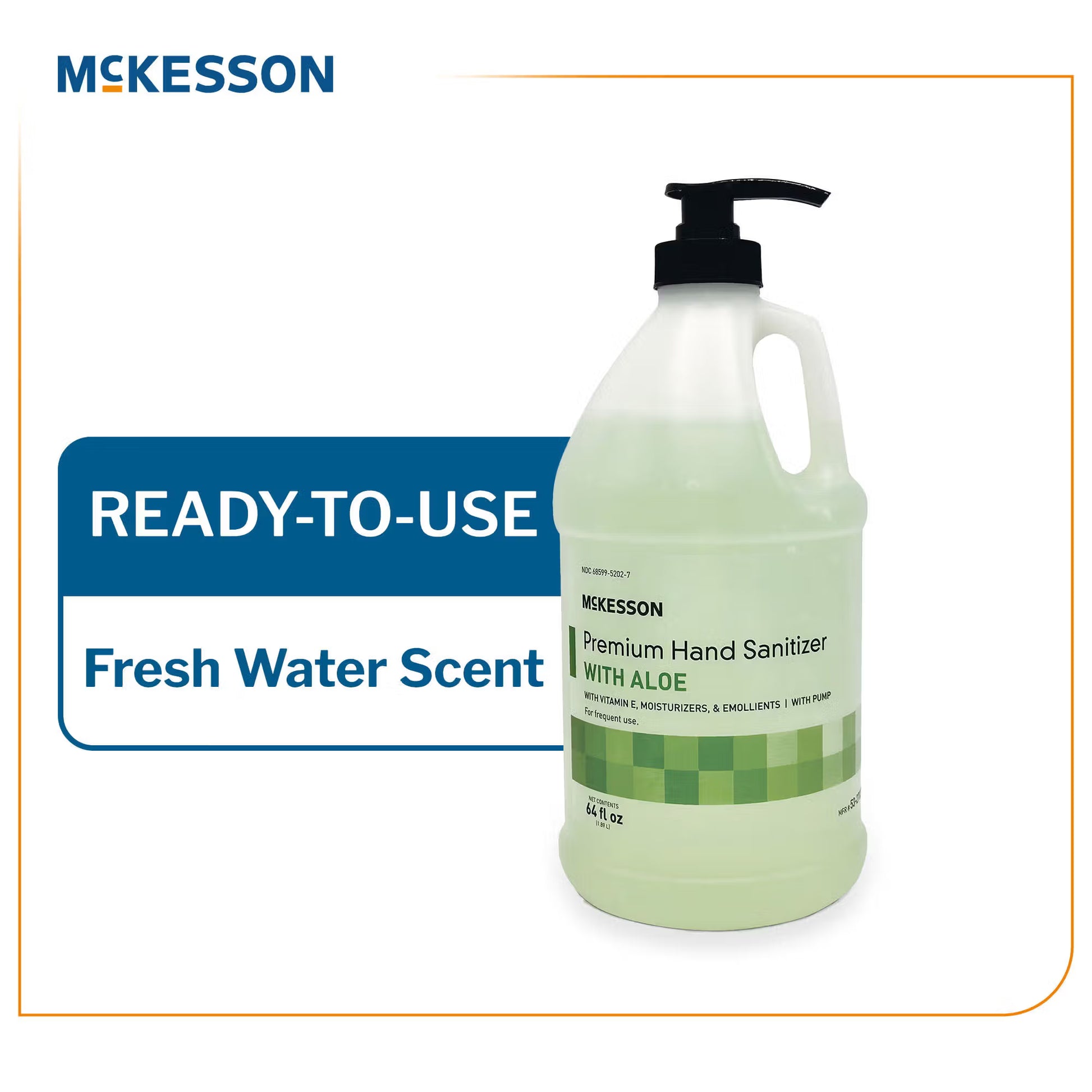 Hand Sanitizer with Aloe McKesson Premium 64 oz. Ethyl Alcohol Gel Pump Bottle