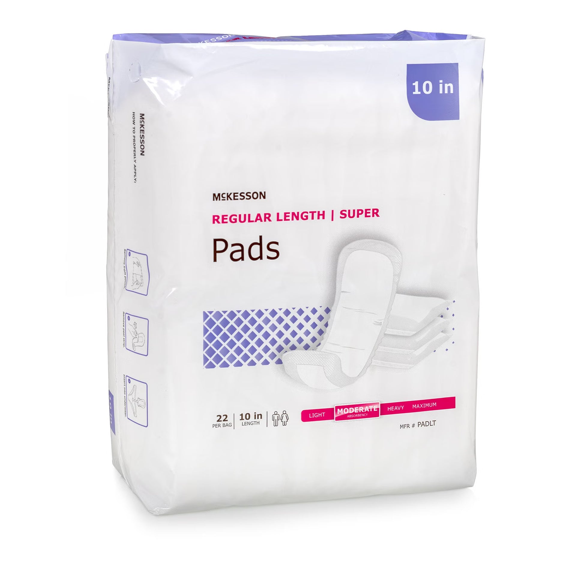 McKesson Super Moderate Absorbency Bladder Control Pad, 10-Inch Length