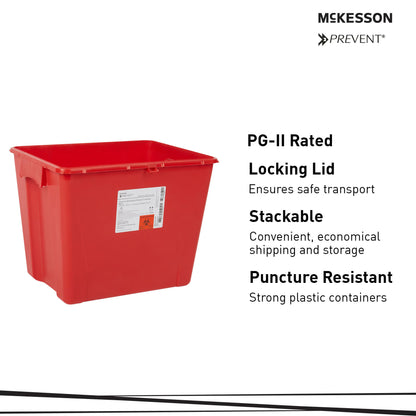 McKesson Prevent® Sharps Container, 8 Gallon, 13-1/2 x 17-3/10 x 13 Inch