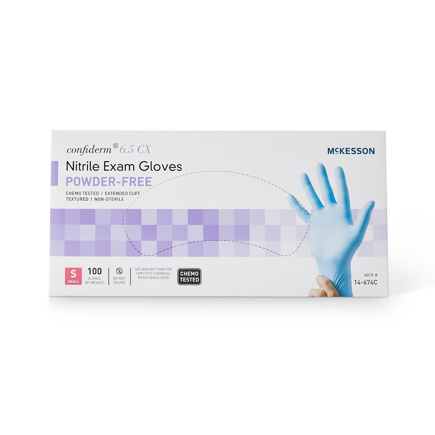 McKesson Confiderm® 6.5CX Nitrile Extended Cuff Length Exam Glove, Small, Blue