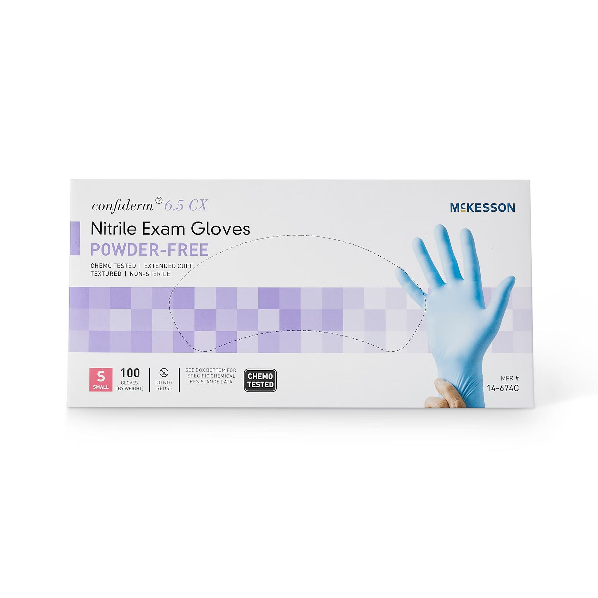 McKesson Confiderm® 6.5CX Nitrile Extended Cuff Length Exam Glove, Small, Blue