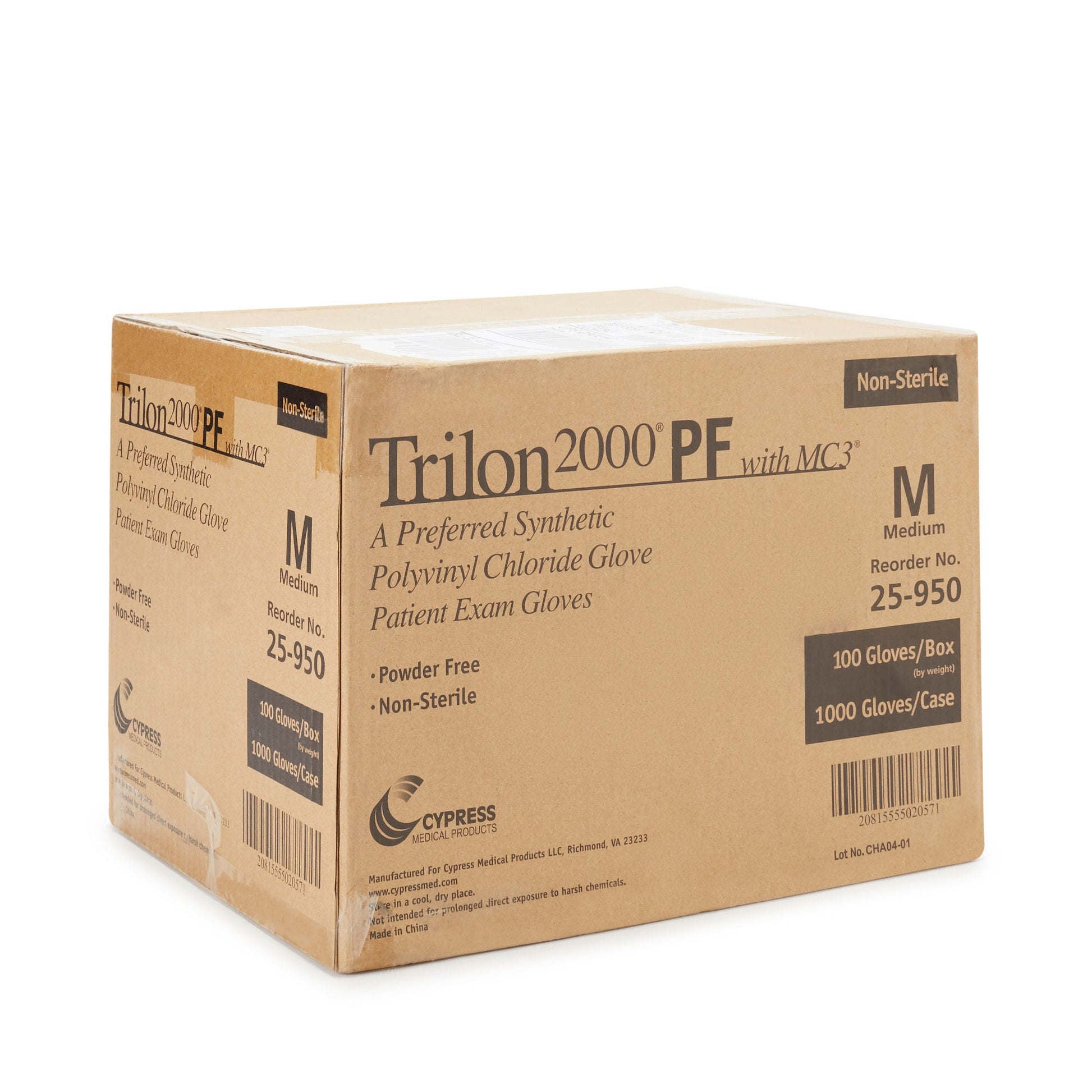 Trilon 2000® PF with MC3® Stretch Vinyl Exam Glove, Medium, Ivory