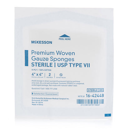McKesson Sterile USP Type VII Gauze Sponge, 4 x 4 Inch, Eight Ply