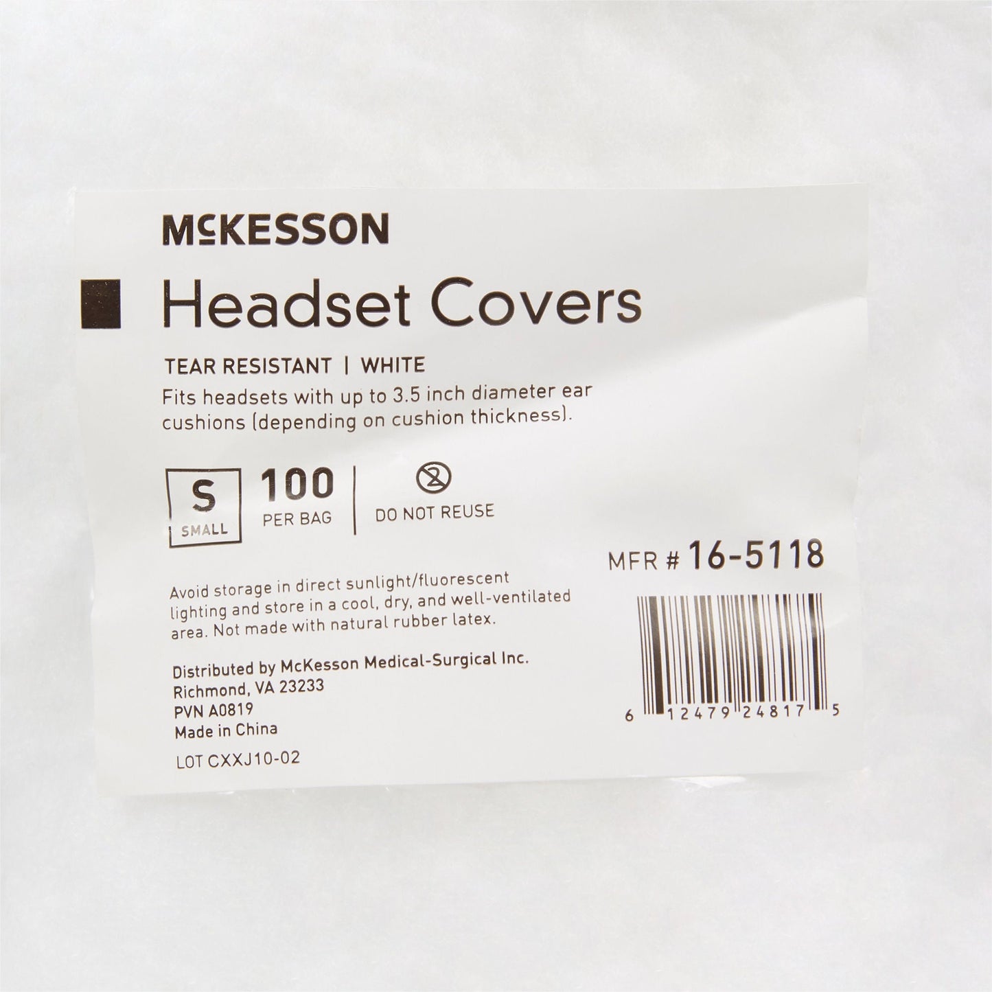 McKesson Sanitary Headset Cover, Small, White