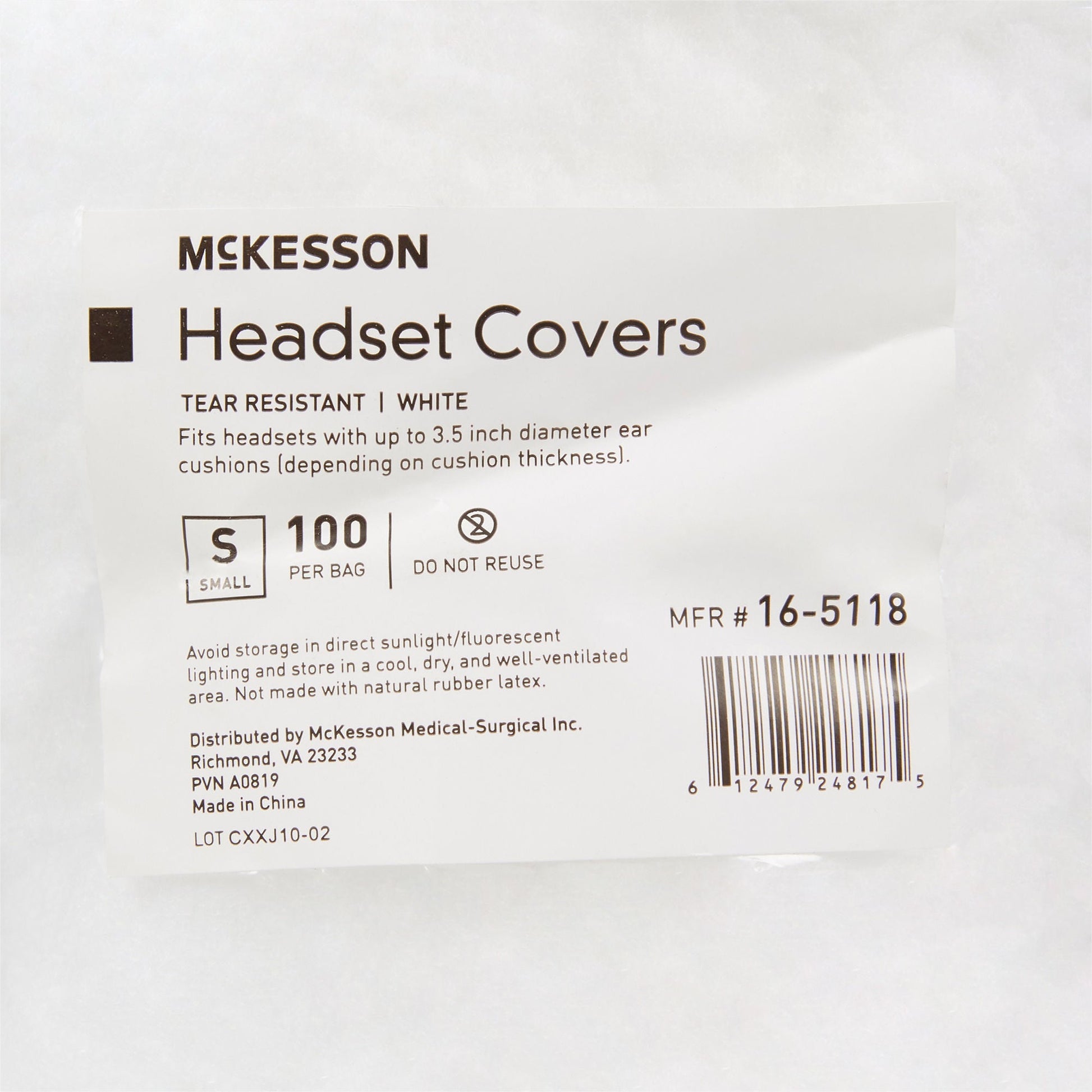 McKesson Sanitary Headset Cover, Small, White