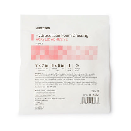 McKesson Acrylic Adhesive with Border Foam Dressing, 7 x 7 Inch