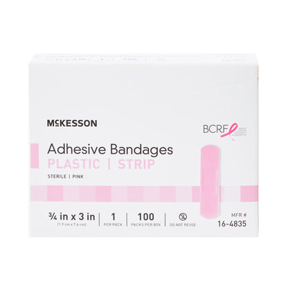 McKesson Pink Adhesive Strip, 3/4 x 3 Inch