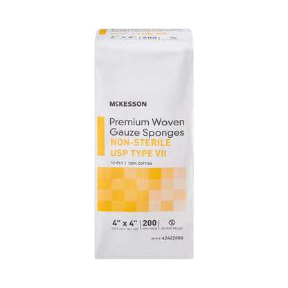 McKesson USP Type VII Gauze Sponge, 4 x 4 Inch, 12-Ply