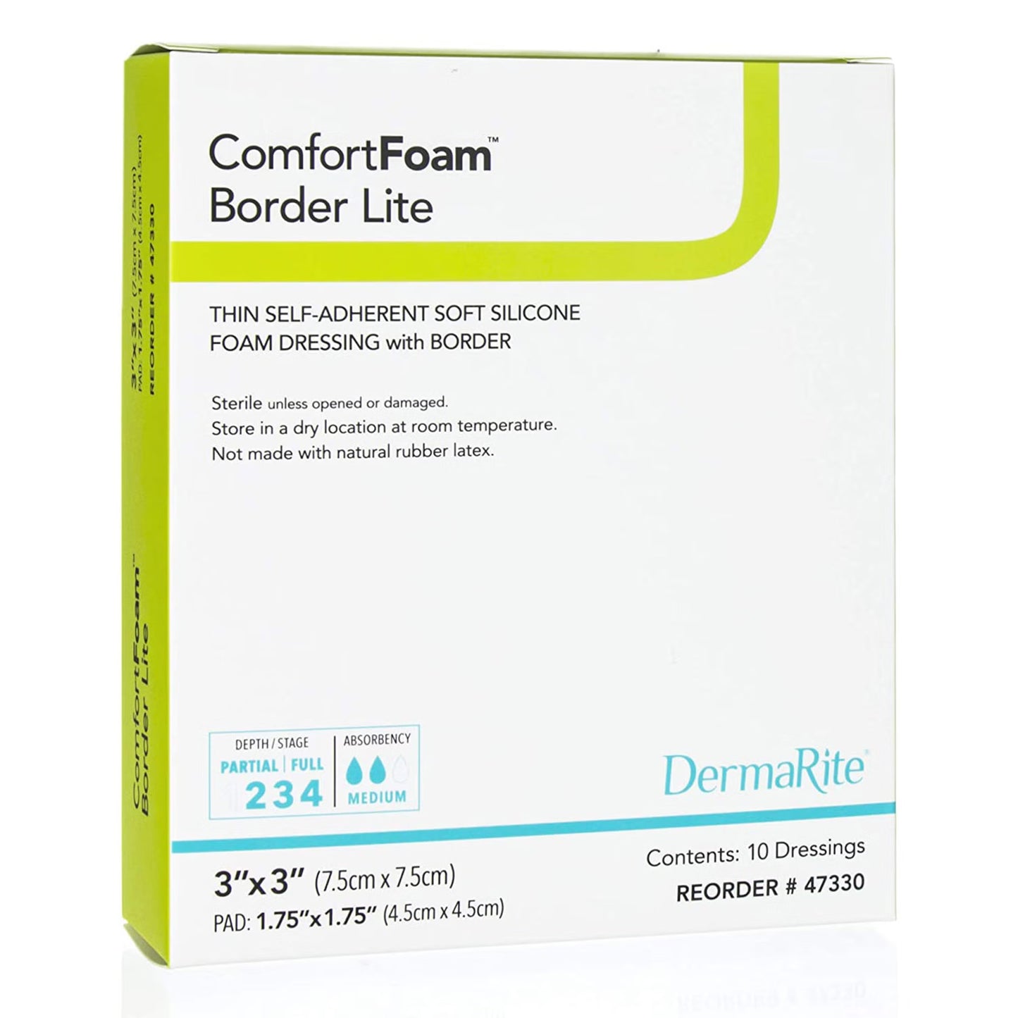 ComfortFoam™ Border Lite Thin Bordered Foam Wound Dressing, 3 x 3 Inch