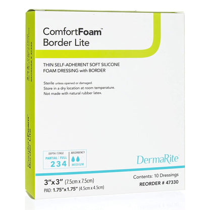 ComfortFoam™ Border Lite Thin Bordered Foam Wound Dressing, 3 x 3 Inch
