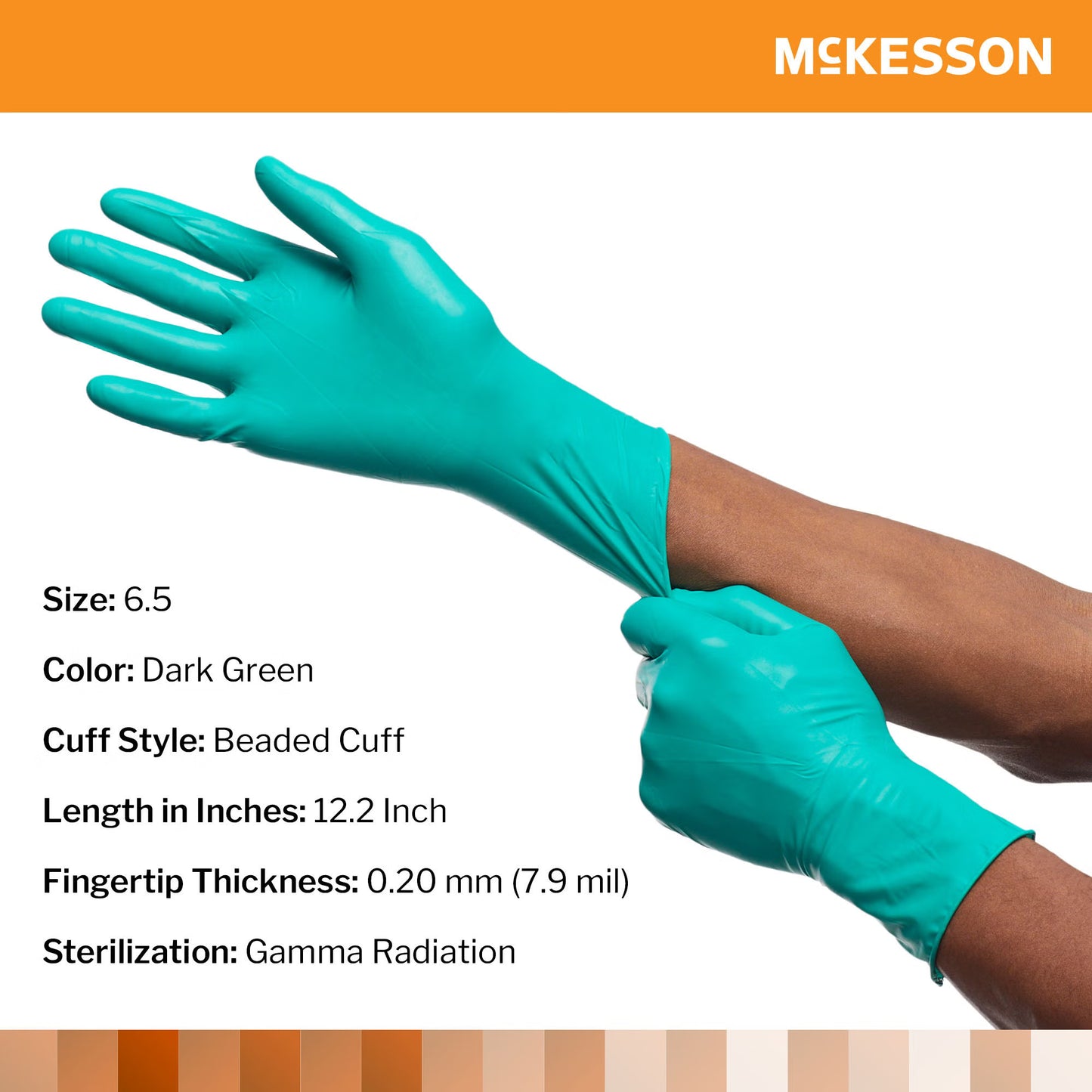 McKesson Perry® Performance Plus Polychloroprene Surgical Glove, Size 6.5, Green