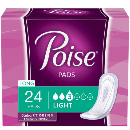 Poise® Bladder Control Pad, Long, Light Absorbency, Absorb-Loc Core, Female