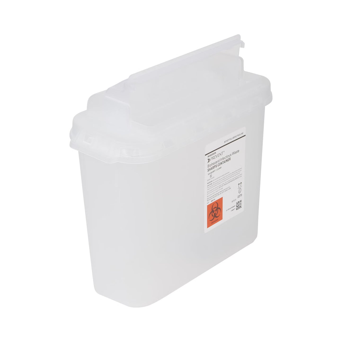 McKesson Prevent® Clear Sharps Container, 5.4-Quart, 11 x 12 x 4-3/4 Inch