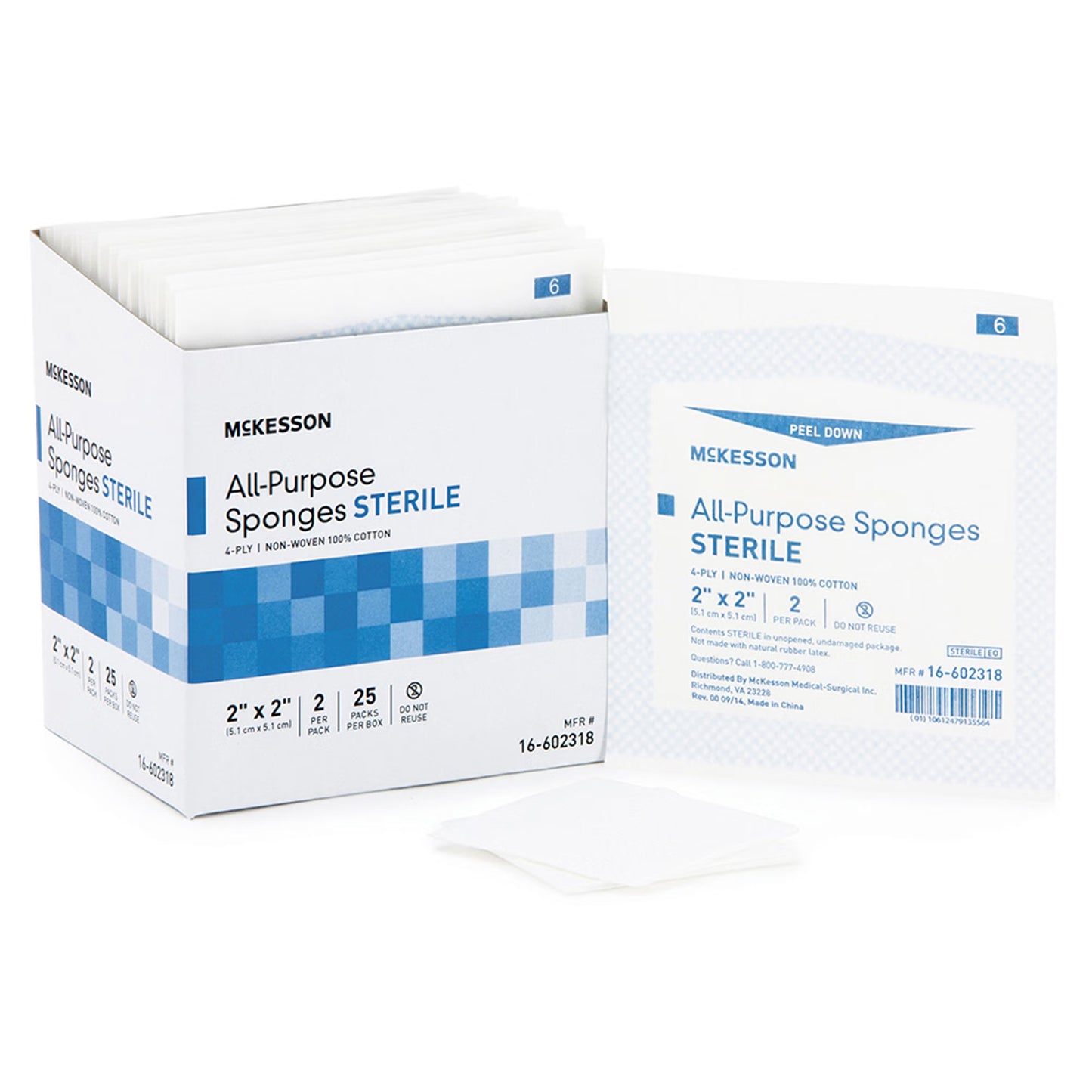 McKesson Sterile Nonwoven Sponge, 2 x 2 Inch, Four Ply