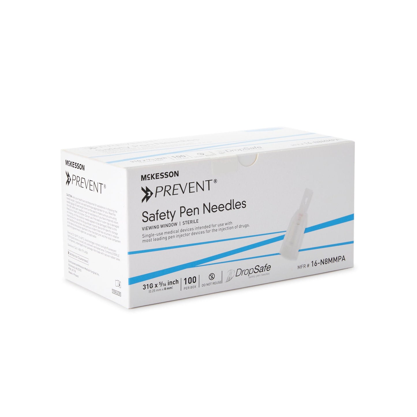 McKesson Prevent® Safety Insulin Pen Needle, 31 Gauge, 8 mm Length