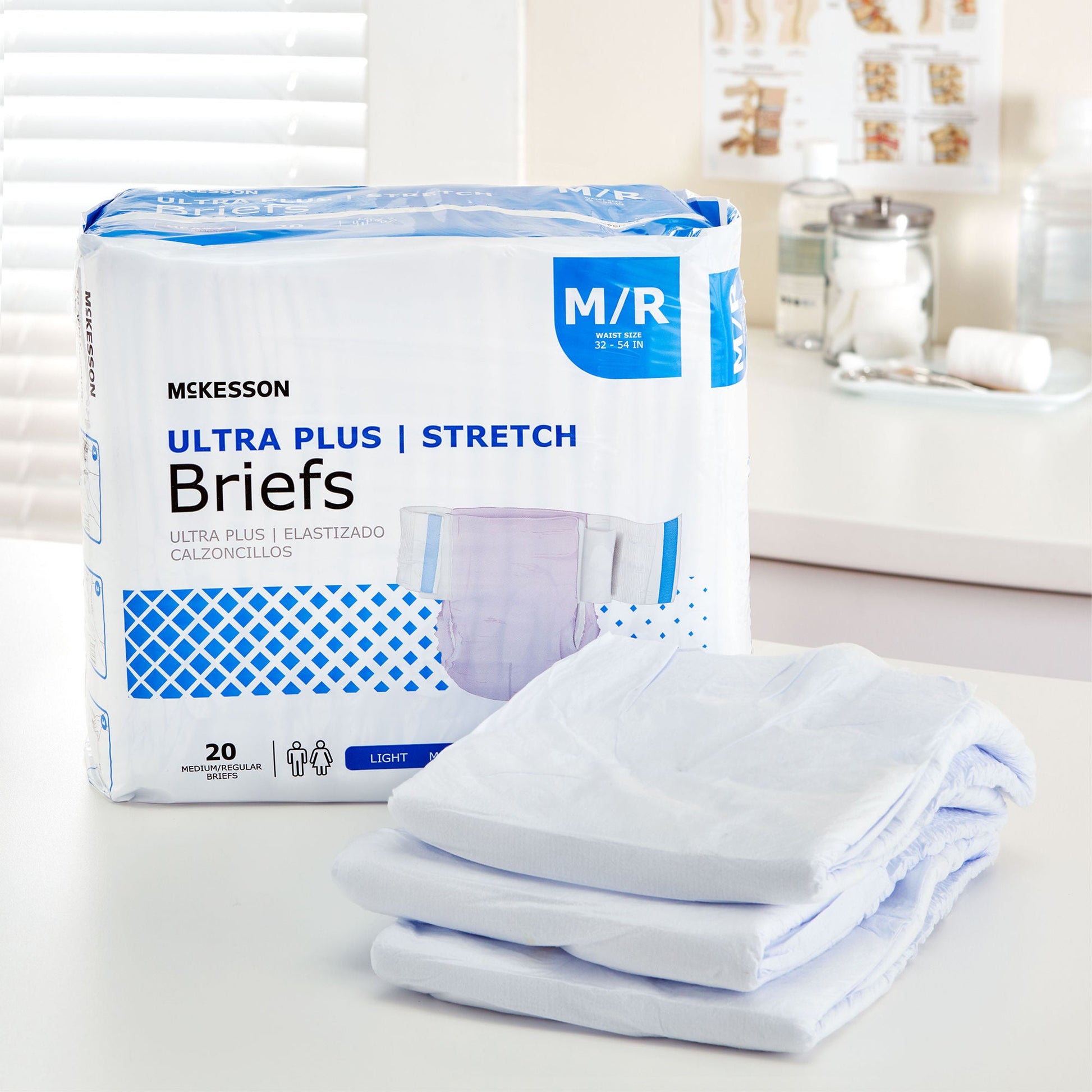 McKesson Ultra Plus Stretch Heavy Absorbency Incontinence Brief, Medium/Regular