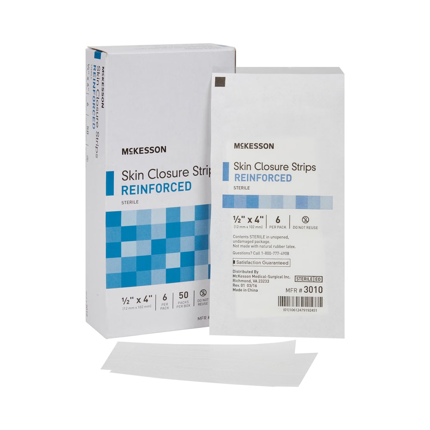 McKesson Skin Closure Reinforced Strip, 0.5 x 4 Inch