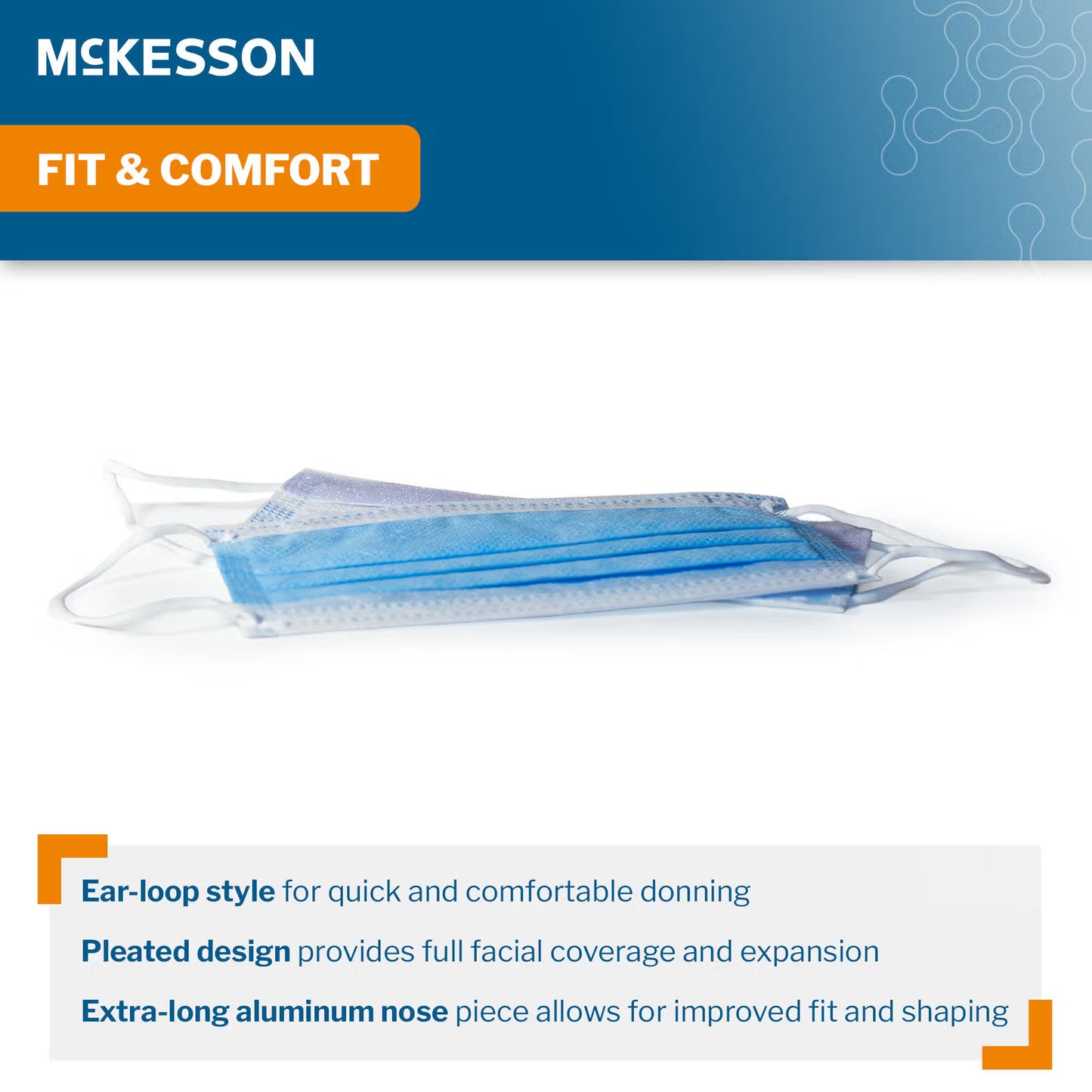 Procedure Mask McKesson Anti-fog Foam ASTM Level 3 Earloops One Size Fits Most