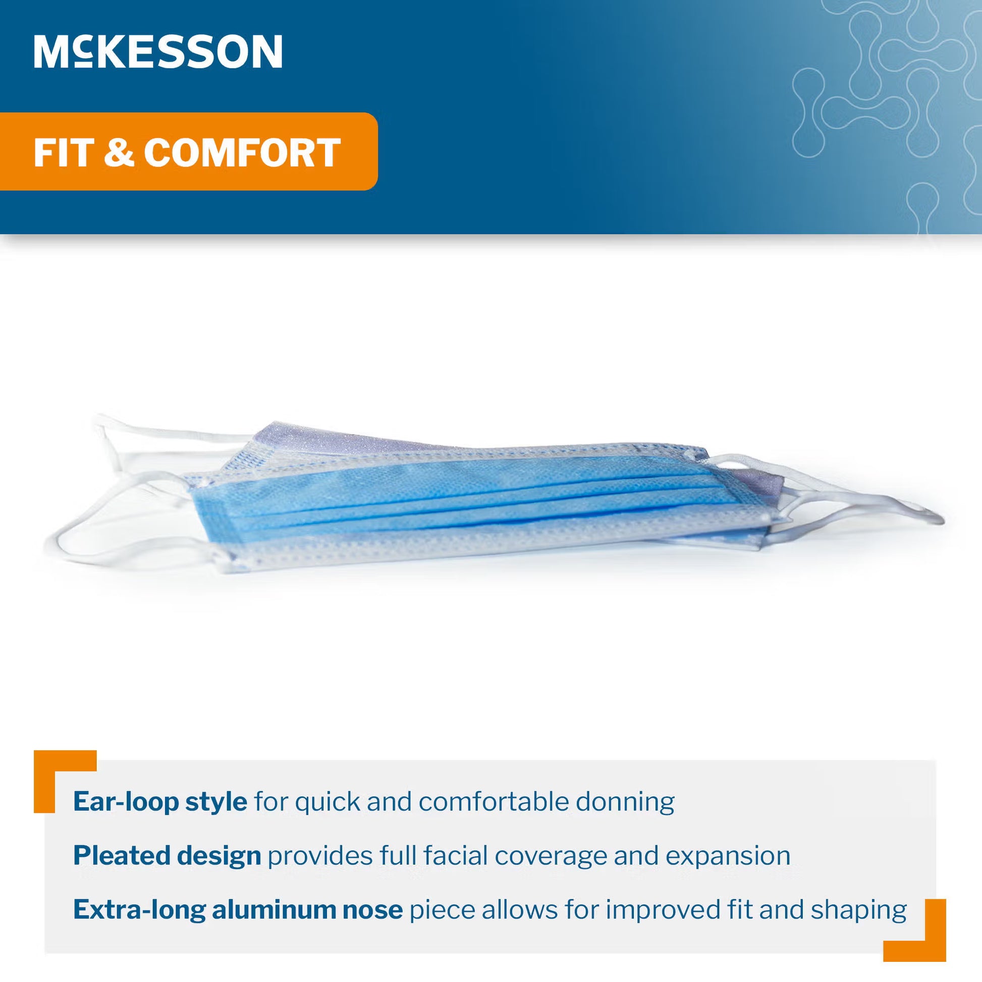 Procedure Mask McKesson Anti-fog Foam ASTM Level 3 Earloops One Size Fits Most