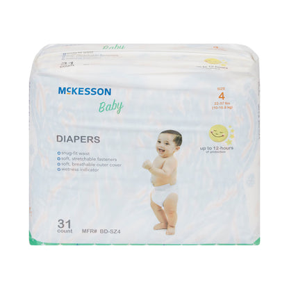 McKesson Baby Diaper, Size 4 for Toddlers weighing 22 – 31 lbs.