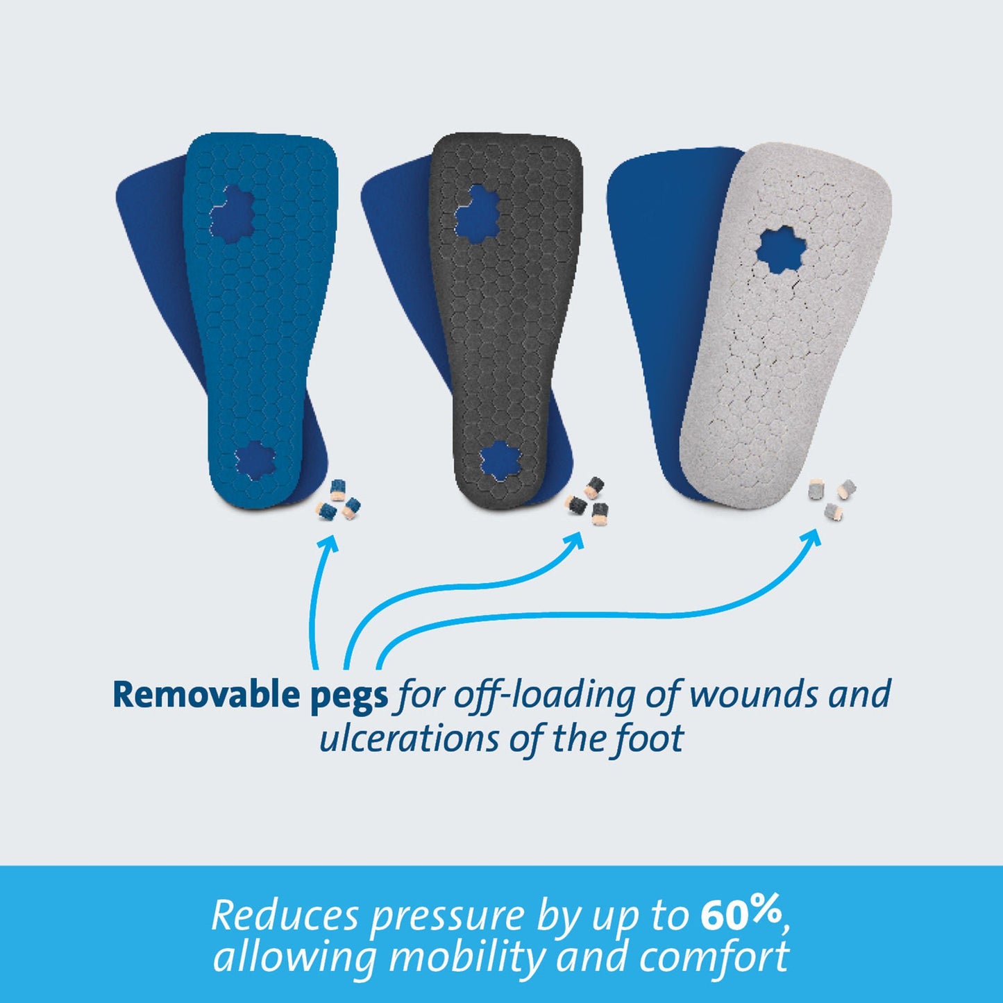 Darco International PegAssist™ Insole, Men's, Extra Large, Blue