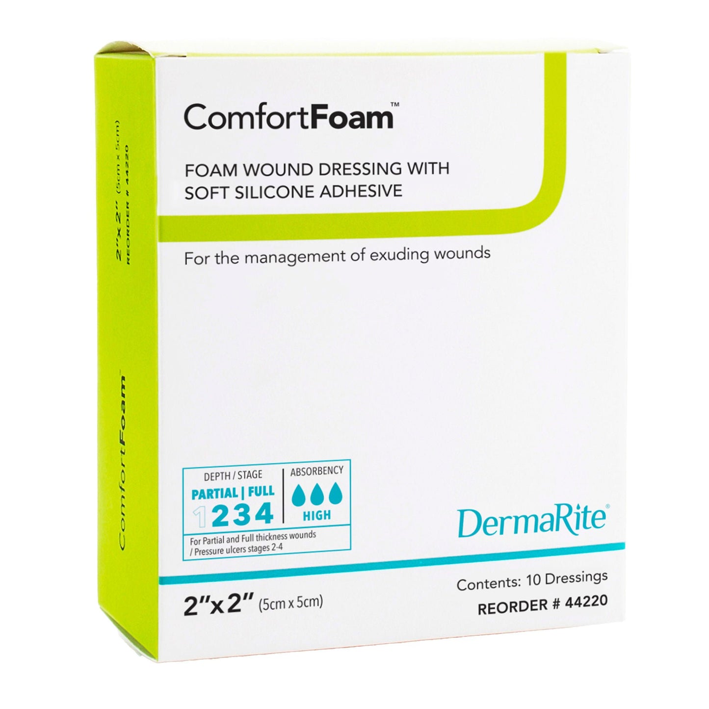 ComfortFoam™ Silicone Adhesive without Border Silicone Foam Dressing, 2 x 2 Inch