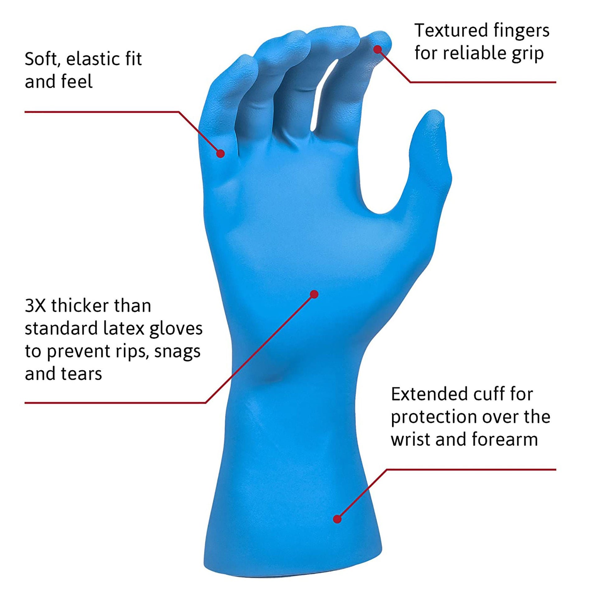 SafeGrip® Latex Extended Cuff Length Exam Glove, Large, Blue