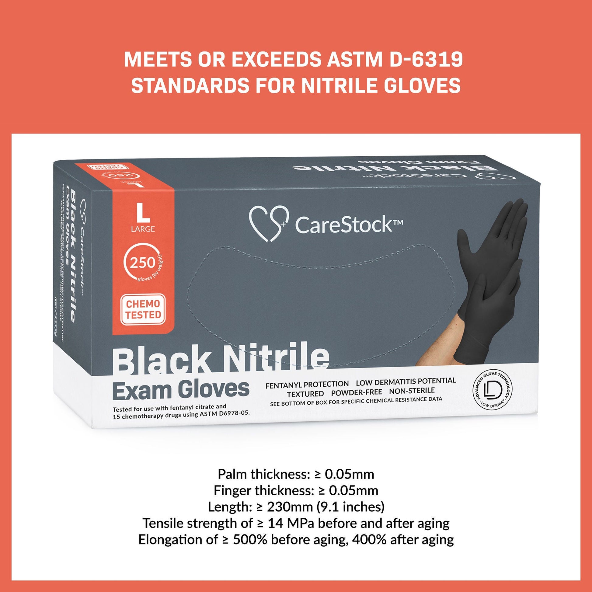 CareStock™ Nitrile Exam Glove, Large, Black