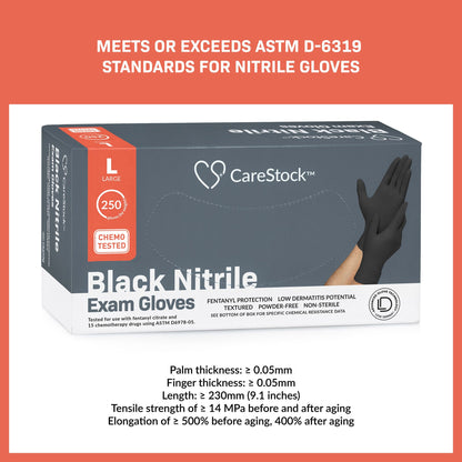 CareStock™ Nitrile Exam Glove, Large, Black