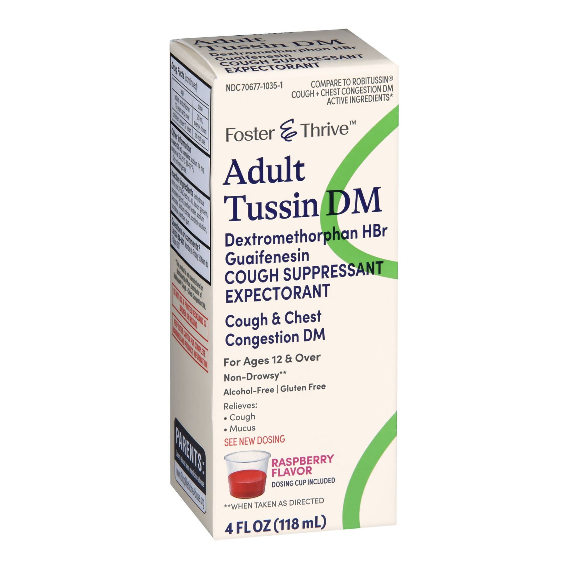 Foster & Thrive™ Adult Tussin DM Liquid, Raspberry Flavor