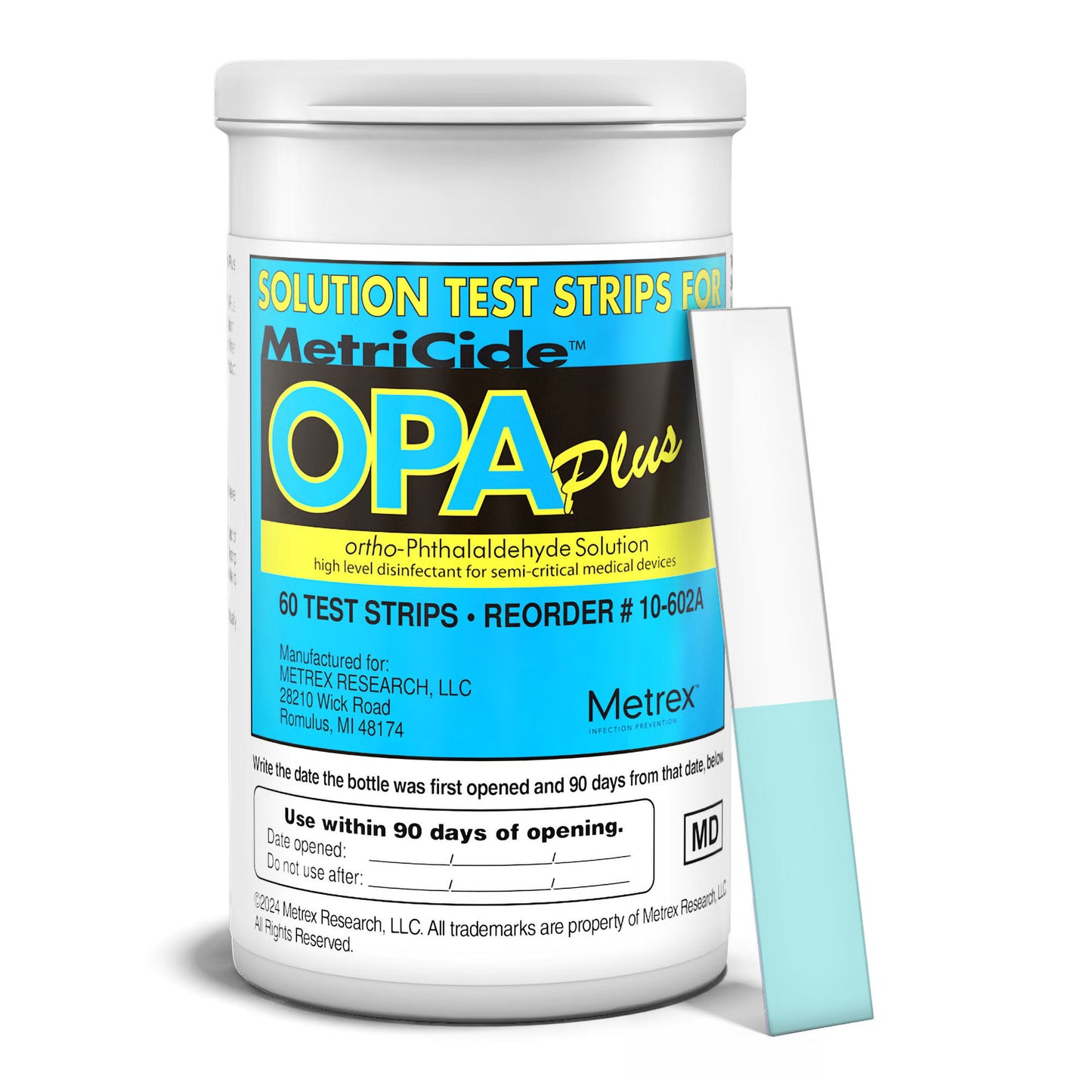 OPA Concentration Indicator MetriCide™ OPA Plus 60 Test Strips Single Use
