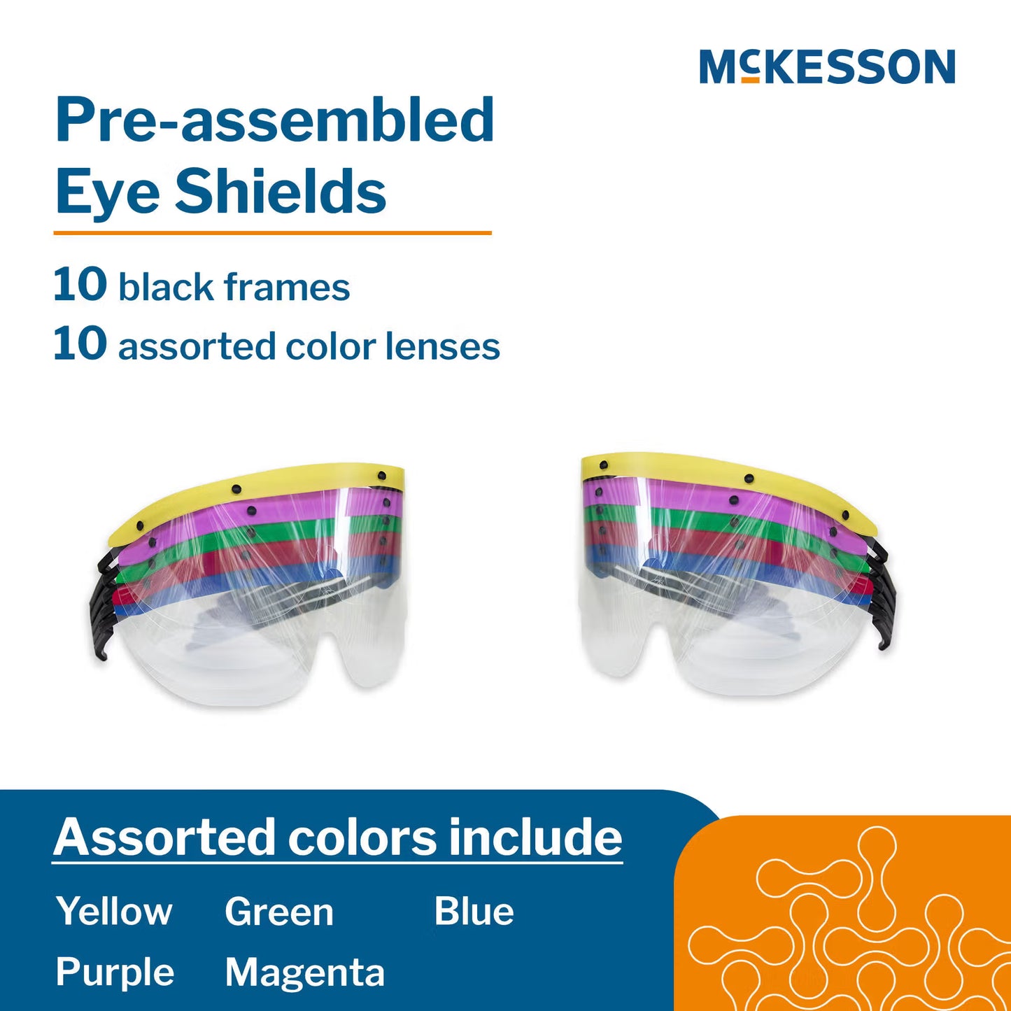 Eye Shield McKesson Pre-Assembled Anti-fog / Anti-glare / Anti-static Coating Clear Tint Plastic Film Lens Black Frame Over Ear One Size Fits Most