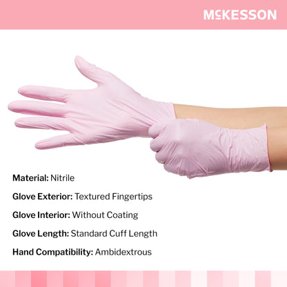 McKesson Pink Nitrile® Nitrile Exam Glove, Large, Pink