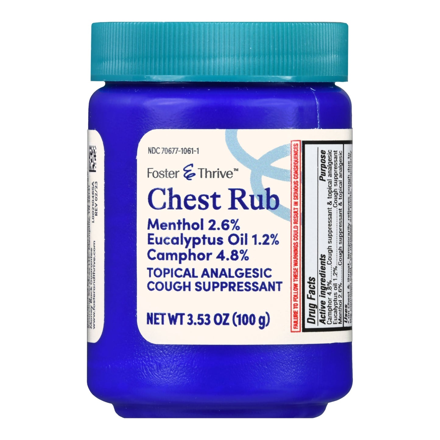 Foster & Thrive™ Chest Rub 2.6% Menthol 1.2% Eucalyptus Oil 4.8% Camphor