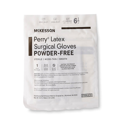 McKesson Perry® Latex Surgical Glove, Size 6.5, Brown