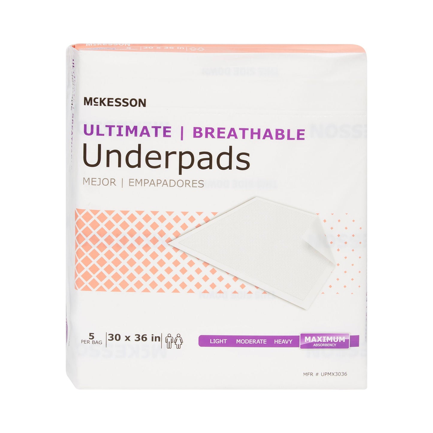 McKesson Ultimate Breathable Underpads, Heavy Absorbency, 30 x 36 Inch, White