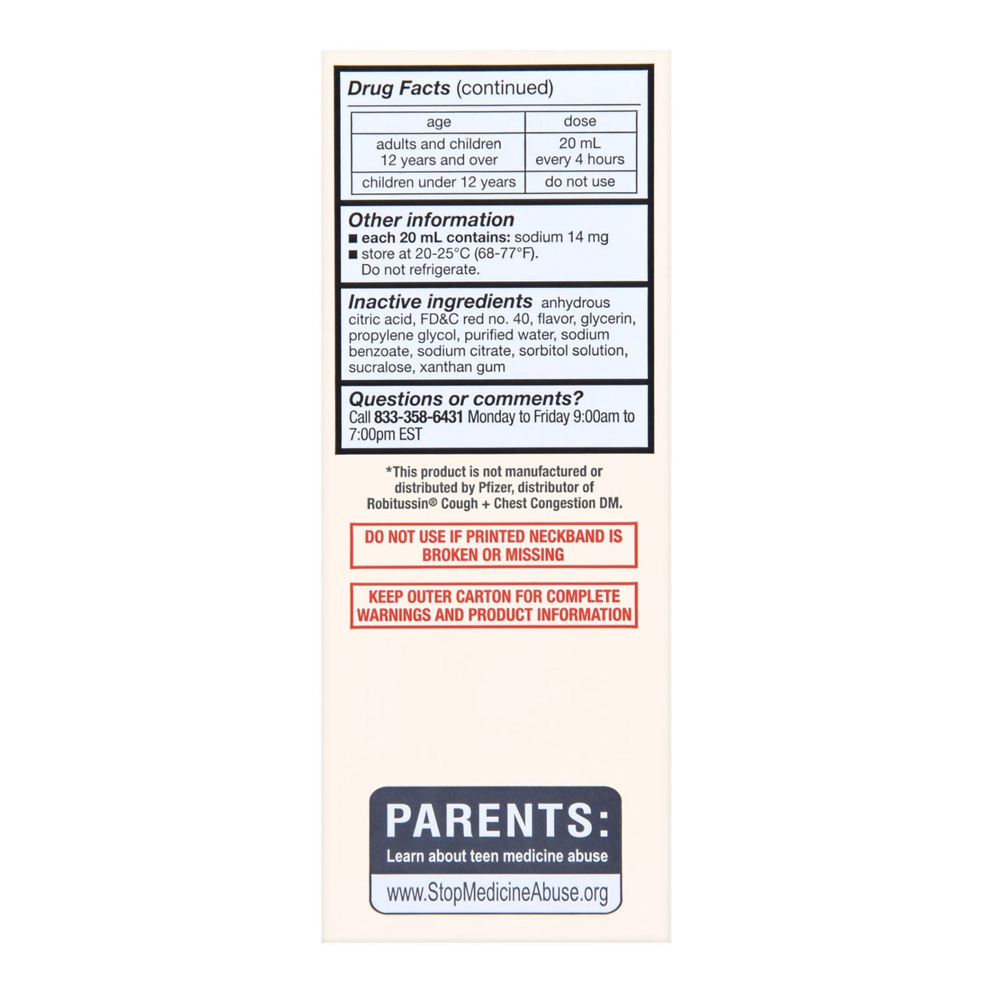 Foster & Thrive™ Adult Tussin DM Liquid, Raspberry Flavor