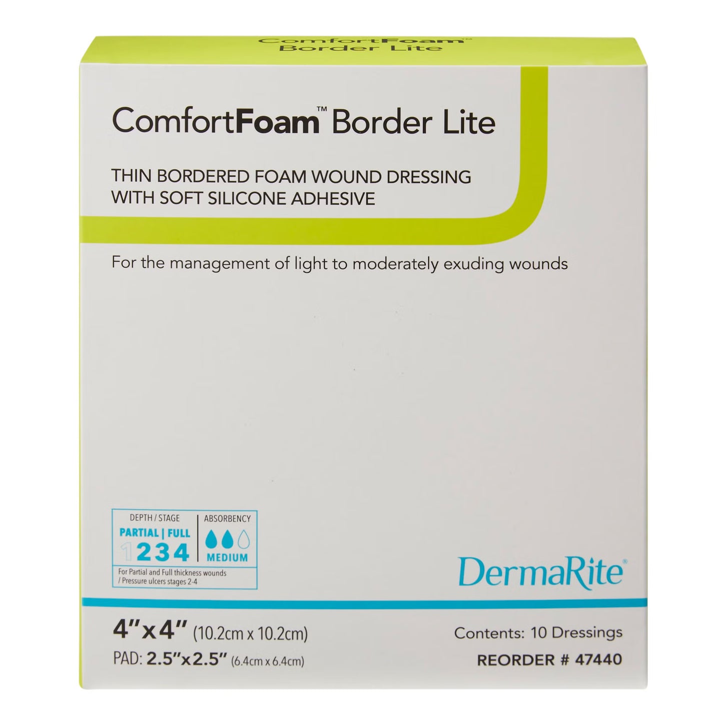 ComfortFoam™ Border Lite Thin Bordered Foam Wound Dressing, 4 x 4 Inch