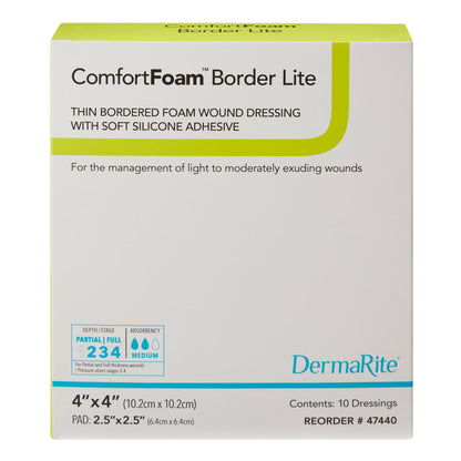 ComfortFoam™ Border Lite Thin Bordered Foam Wound Dressing, 4 x 4 Inch