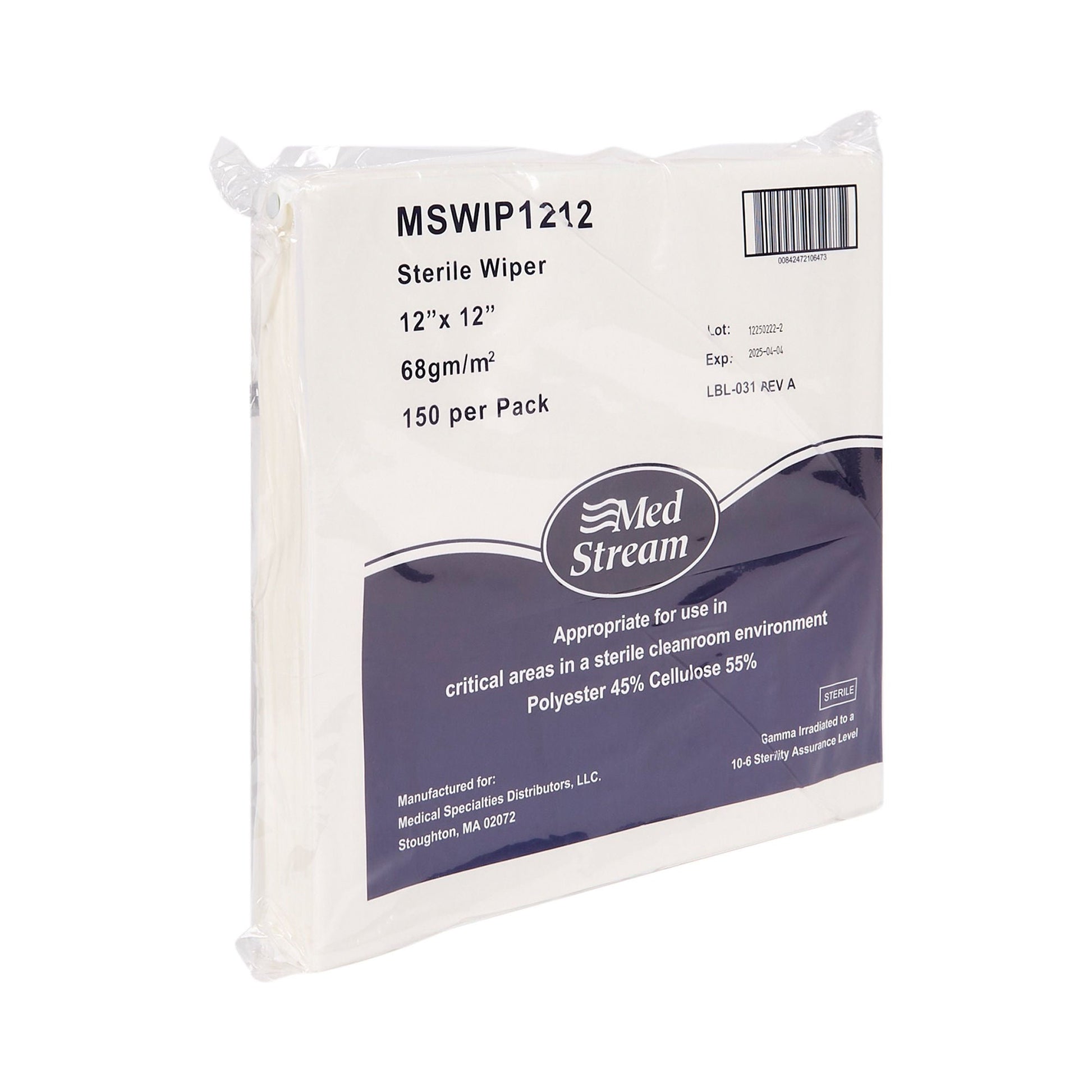 McKesson Cleanroom Low Lint Wipes, 12 x 12 Inch