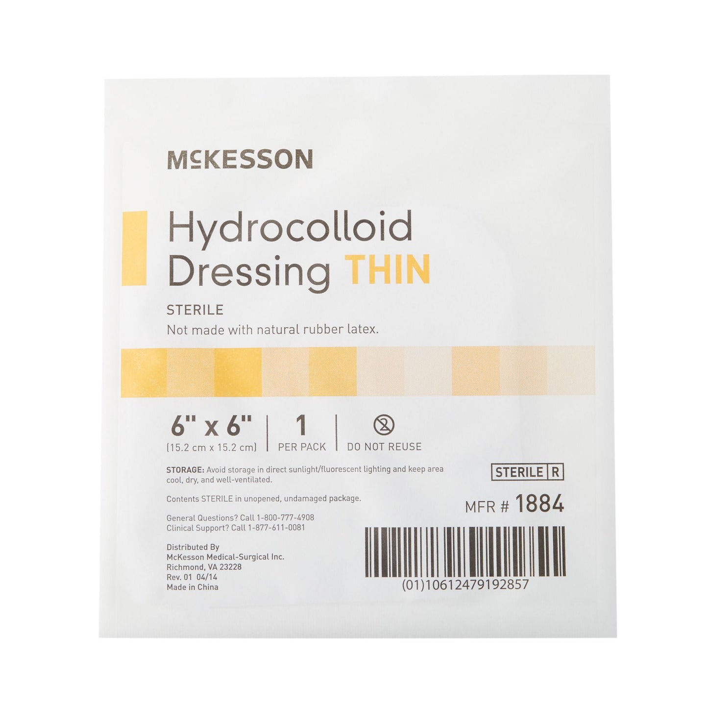 McKesson Hydrocolloid Dressing, 6 x 6 Inch