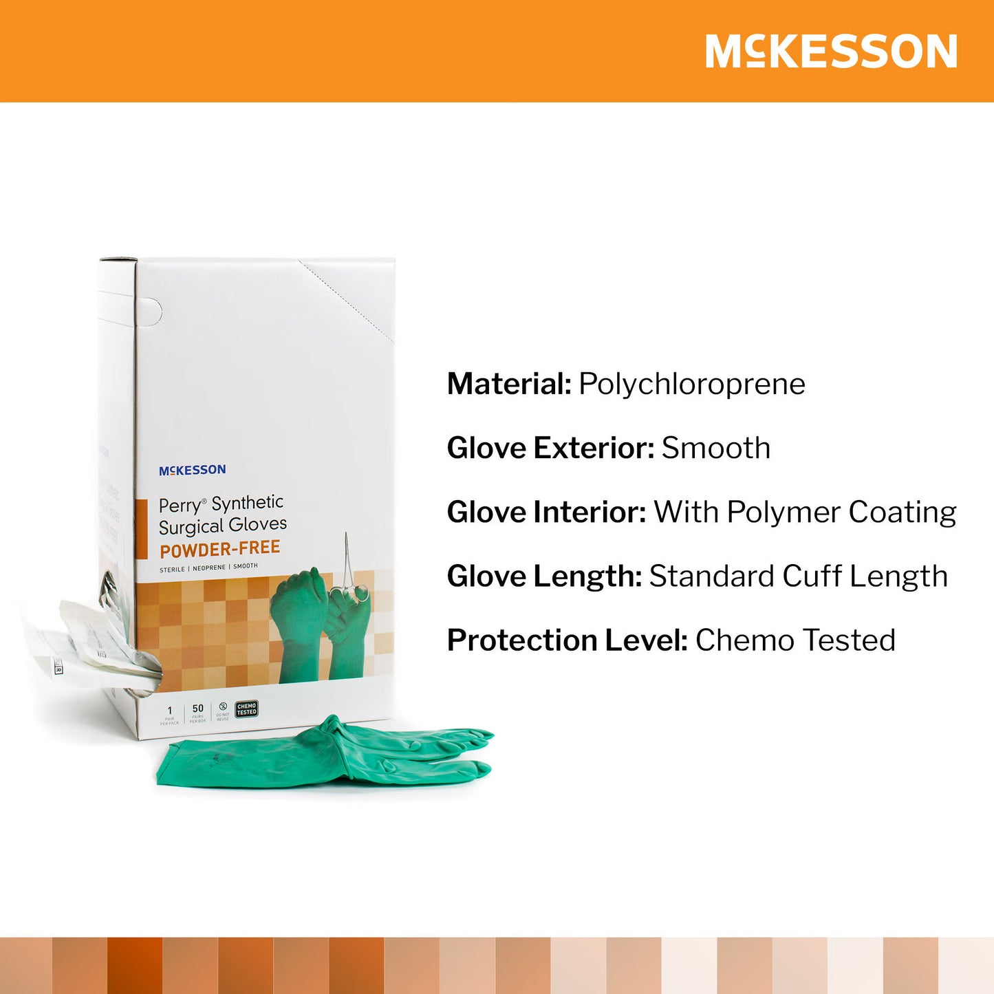McKesson Perry® Performance Plus Polychloroprene Surgical Glove, Size 6.5, Green